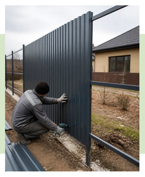 Монтаж профлиста на забор в Дюртюли по цене от 6151 р. | ЗаборЭксеперт-Дюр